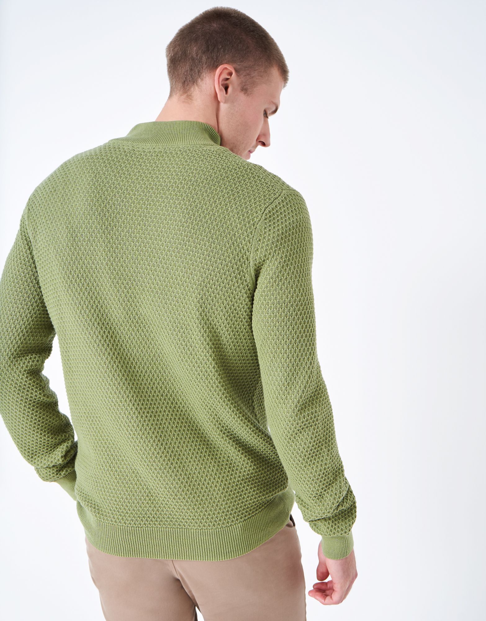 Crew Men's Ocean Wave Organic Cotton Half Zip Jumper Artichoke 3