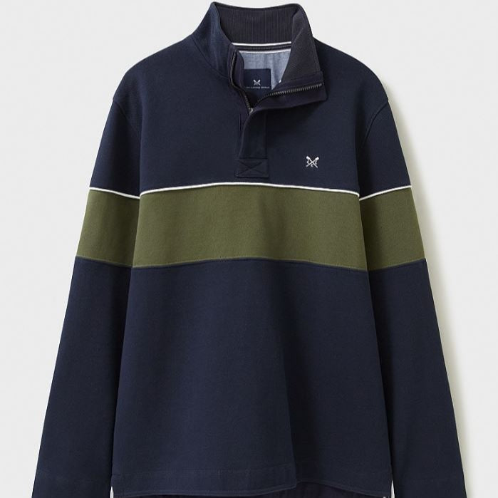Crew Padstow Chest Stripe Sweatshirt Dark Navy White 1