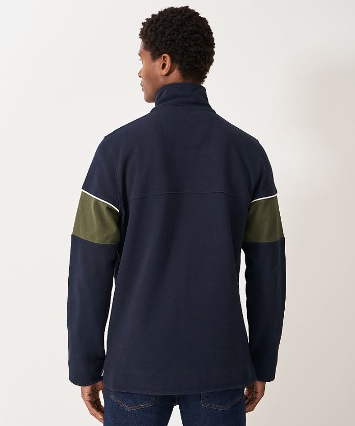 Crew Padstow Chest Stripe Sweatshirt Dark Navy White 2