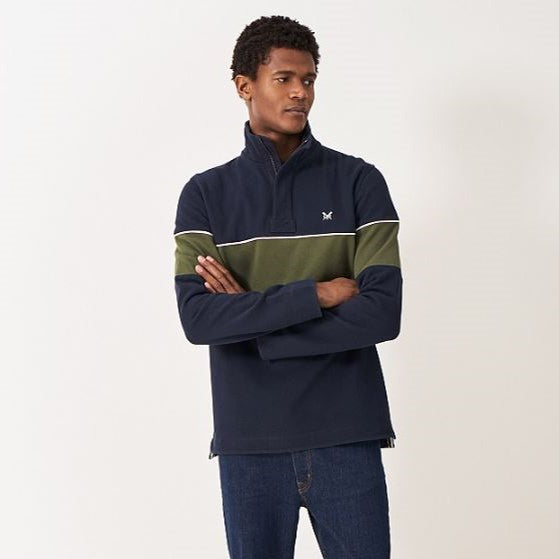 Crew Padstow Chest Stripe Sweatshirt Dark Navy White 5