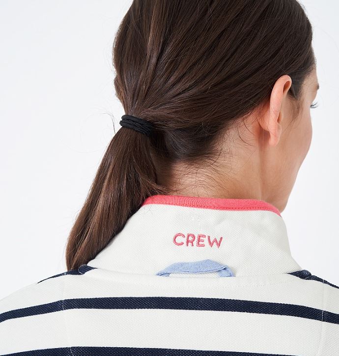 Crew Padstow Pique Ladies Sweatshirt White-Navy Stripe 3