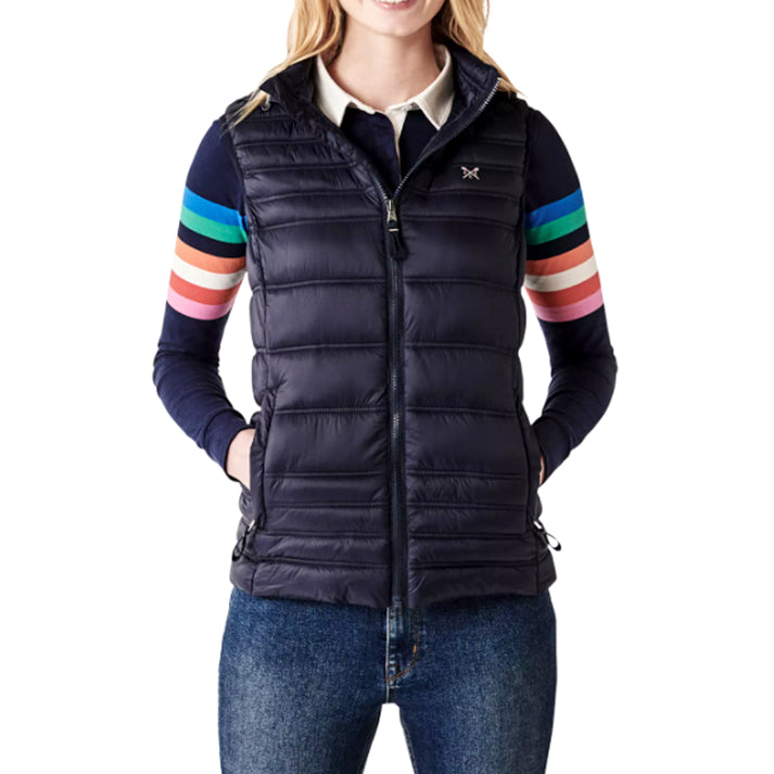 Crew Quilted Lightweight Hooded Gilet, Navy 2