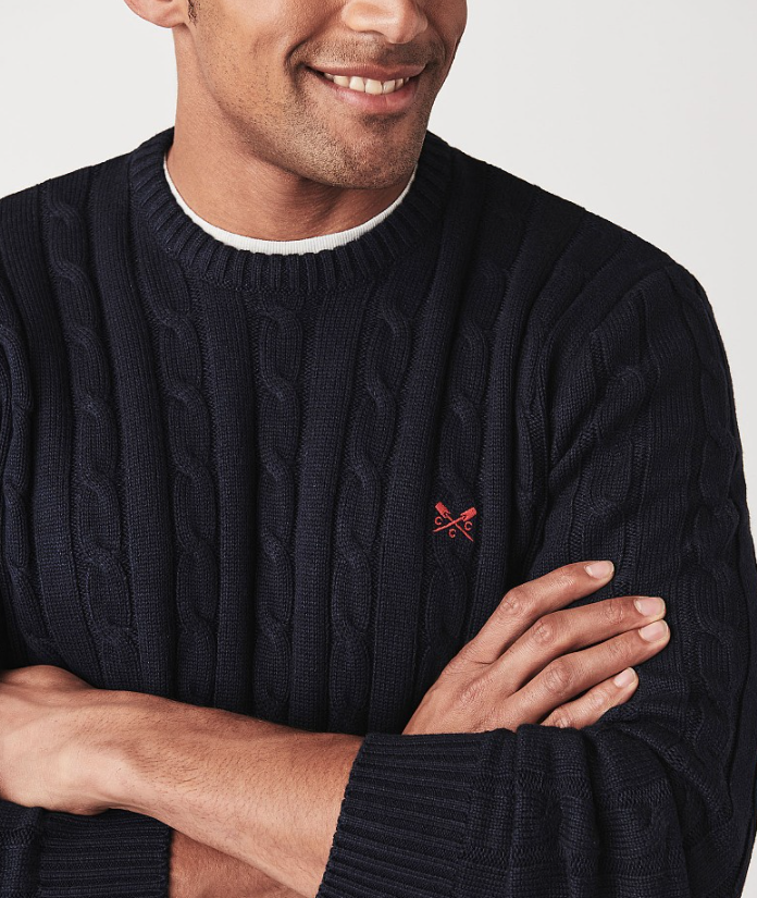 Crew Regatta Men's Cable Crew Jumper Navy 3