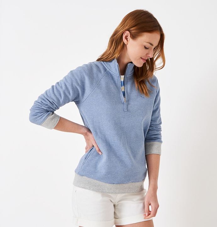Crew Women's Half Zip Sweatshirt Blue Marl 5
