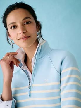 Crew Women's Half Zip Sweatshirt Light Blue-White 6