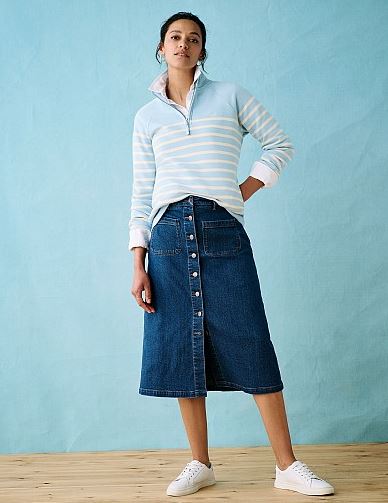 Crew Women's Half Zip Sweatshirt Light Blue-White 3