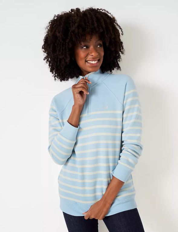 Crew Women's Half Zip Sweatshirt Light Blue-White 4