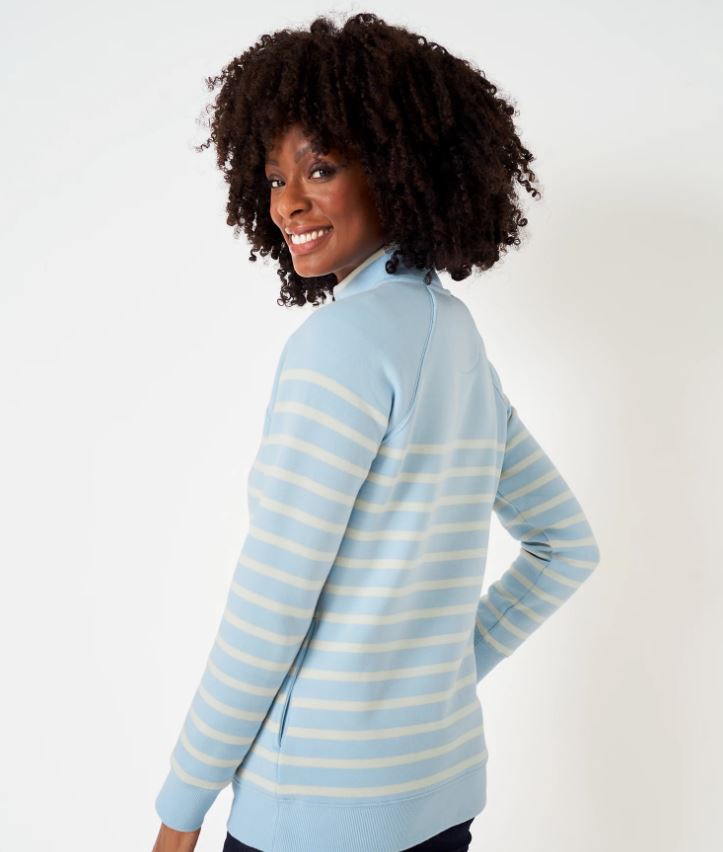 Crew Women's Half Zip Sweatshirt Light Blue-White 5