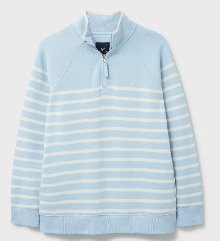 Crew Women's Half Zip Sweatshirt Light Blue-White 2
