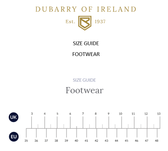 Dubarry Footwear Size Guide