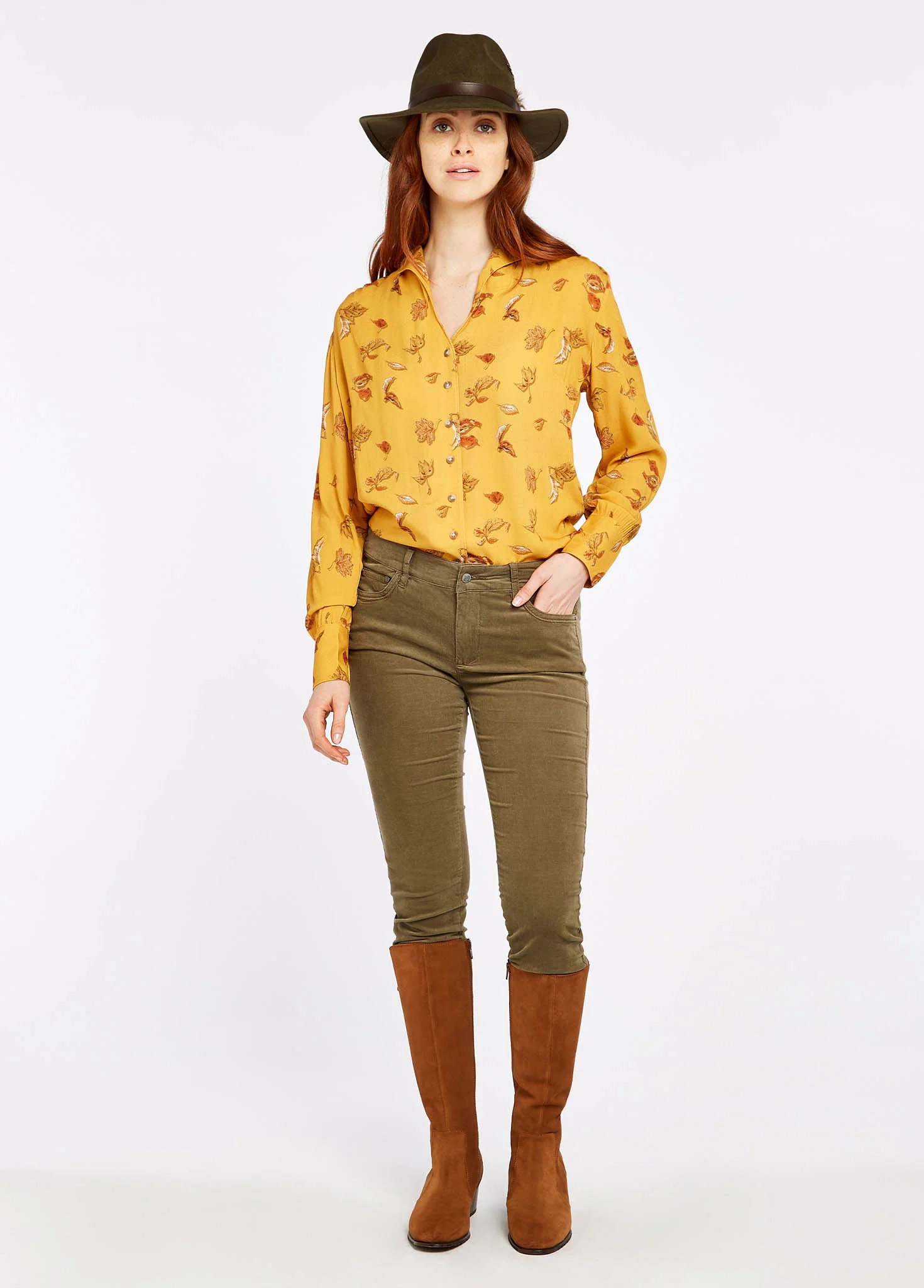 Dubarry Honeysuckle Ladies Pincord Jeans in Dusky Green