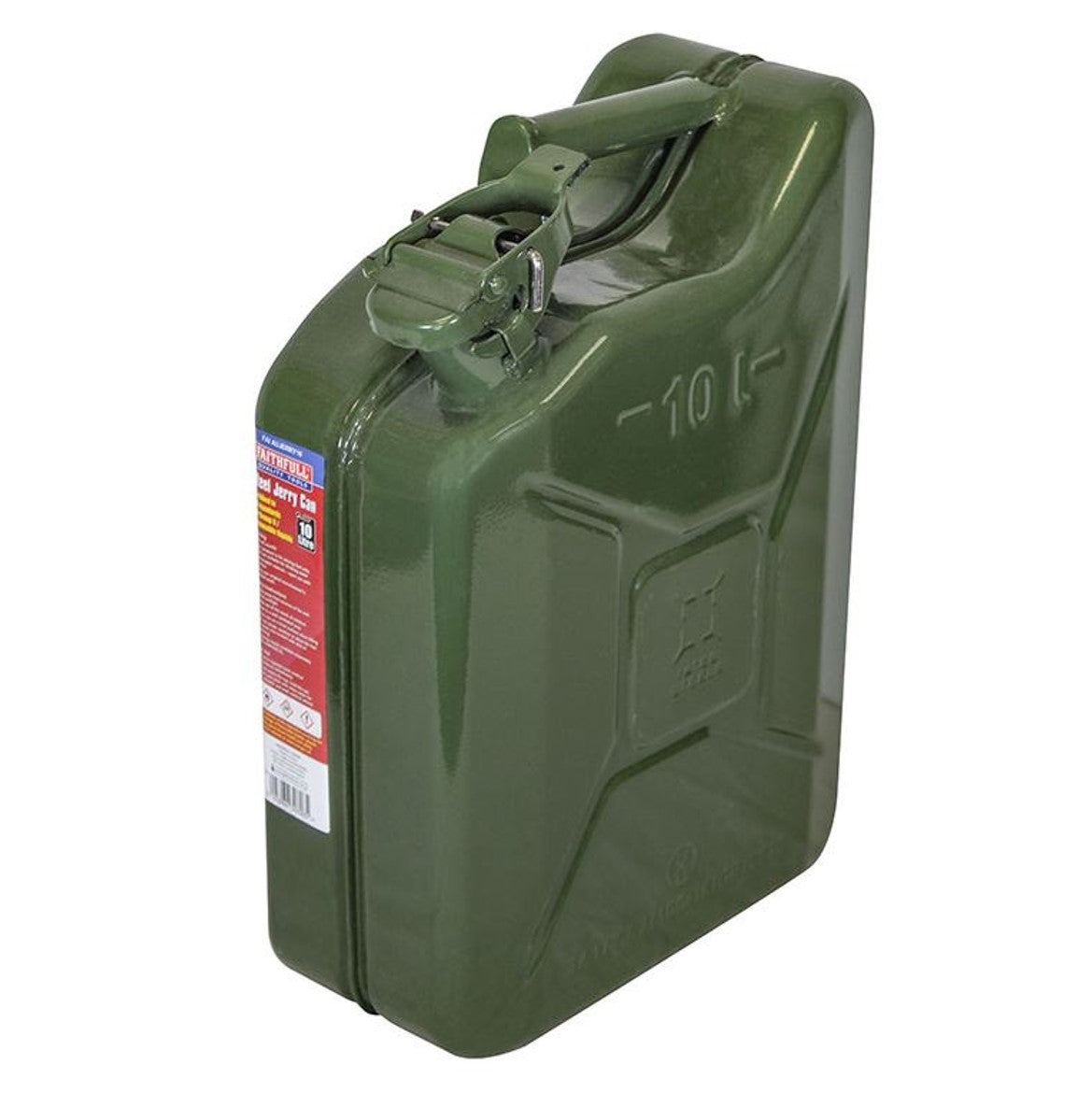Faithfull 10L Steel Jerry Can Army Green 1