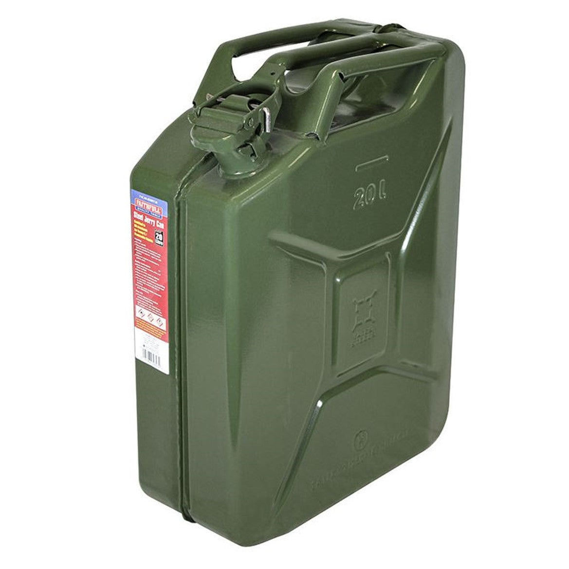 Faithfull 20L Steel Jerry Can Army Green 1