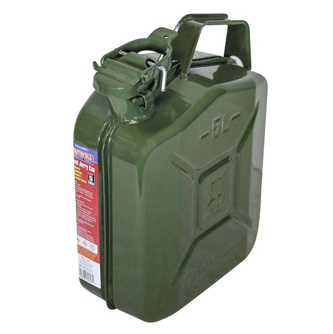 Faithfull 5L Steel Jerry Can Army Green 1