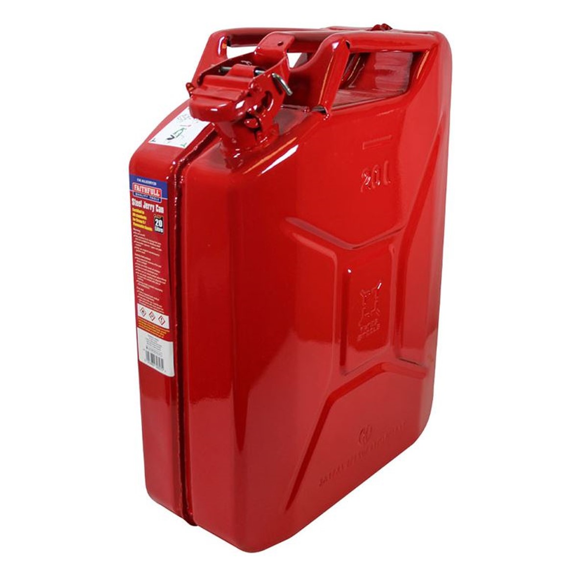Faithfull 20L Steel Jerry Can Red 1
