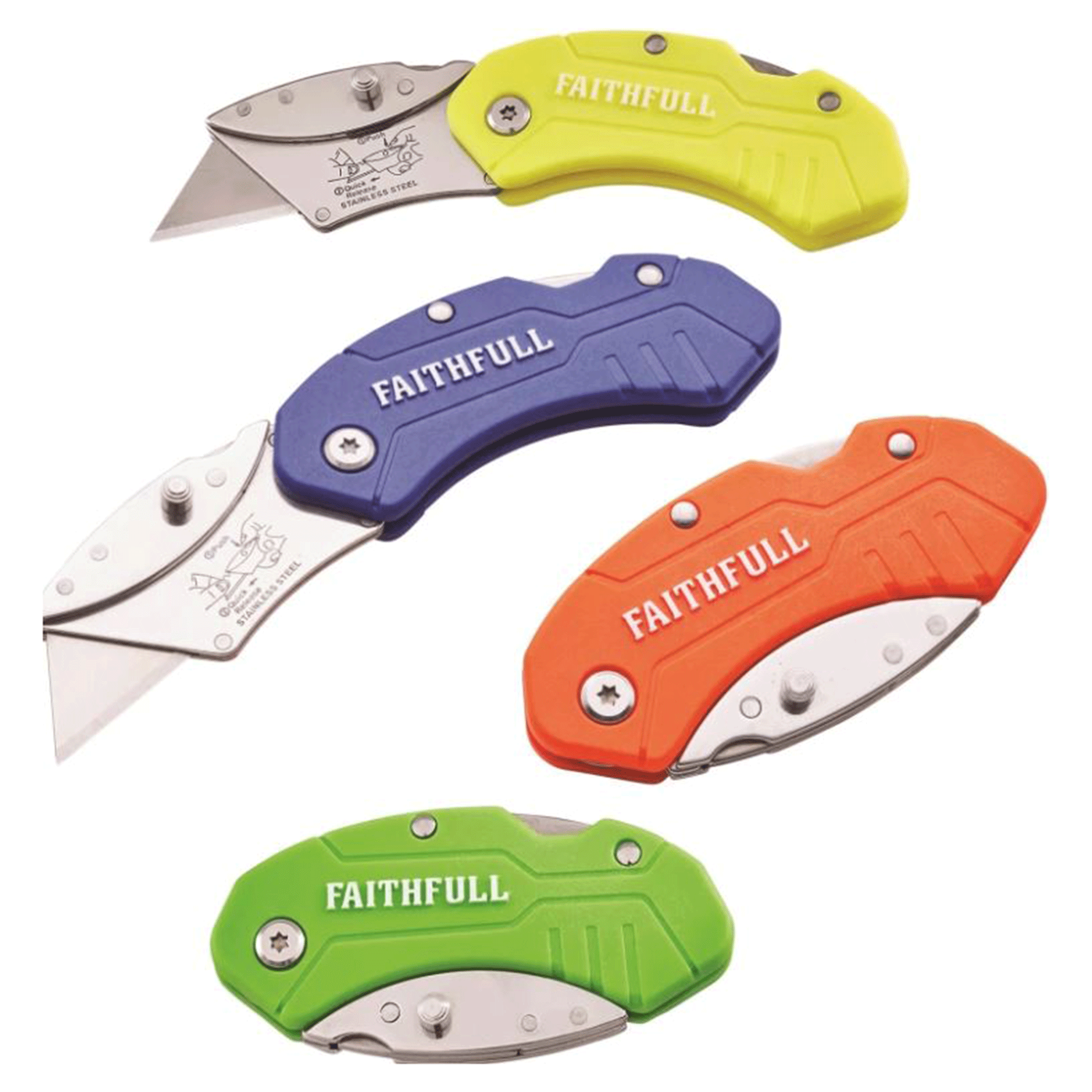 Faithfull Hi-Vis Folding Utility Knife Assorted Colours