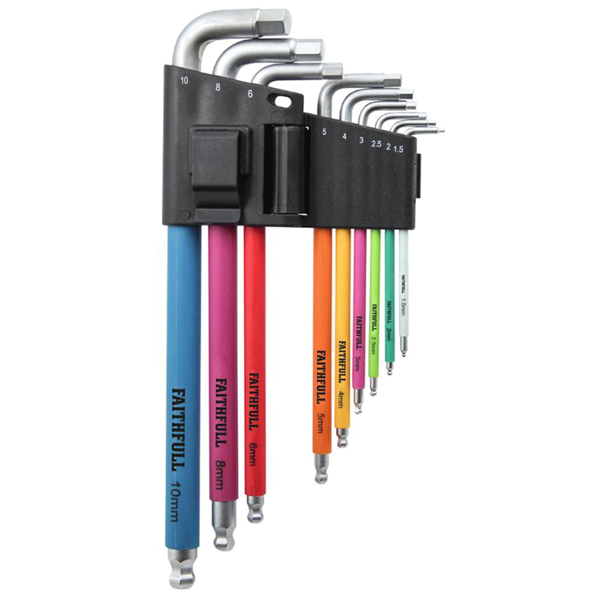 Faithfull Metric Colour Coded Hex Key Set 9 Piece