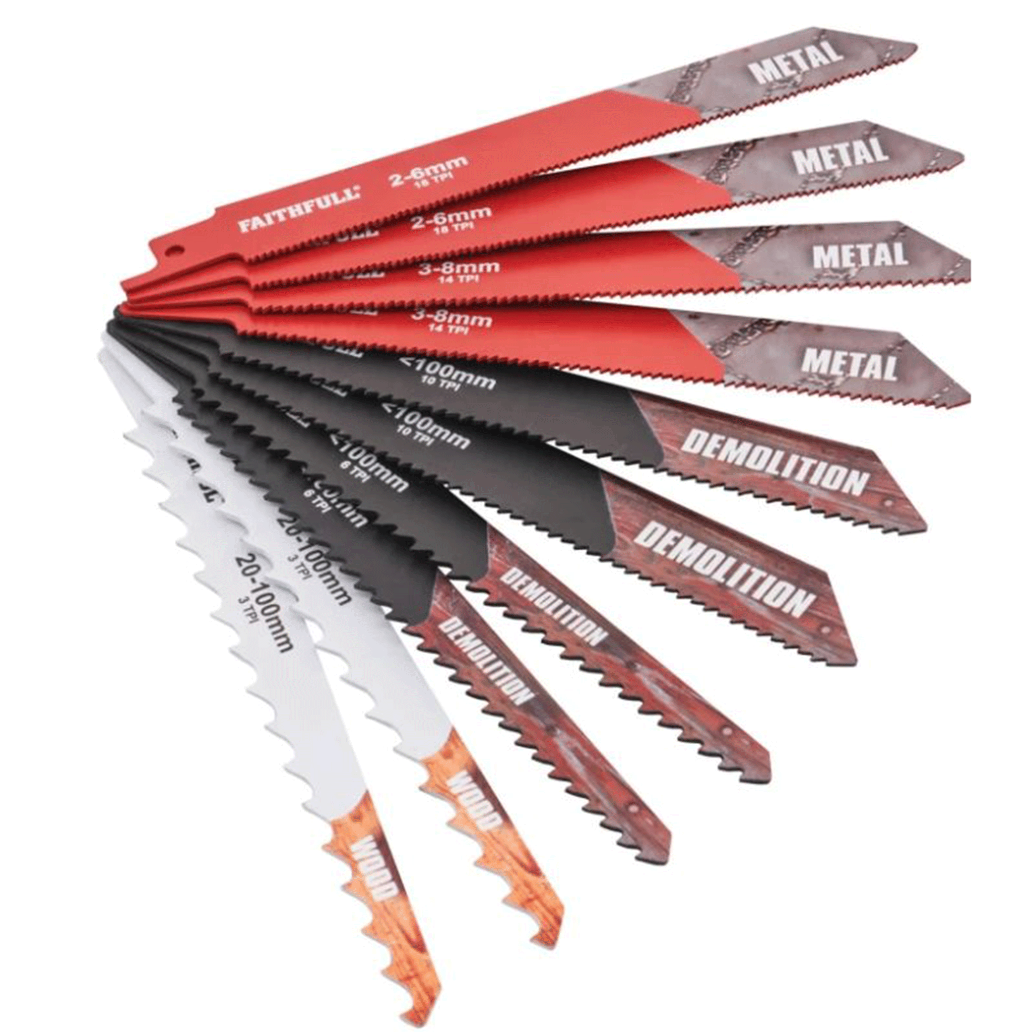 Faithfull Sabre Saw Blade Set 10 Piece