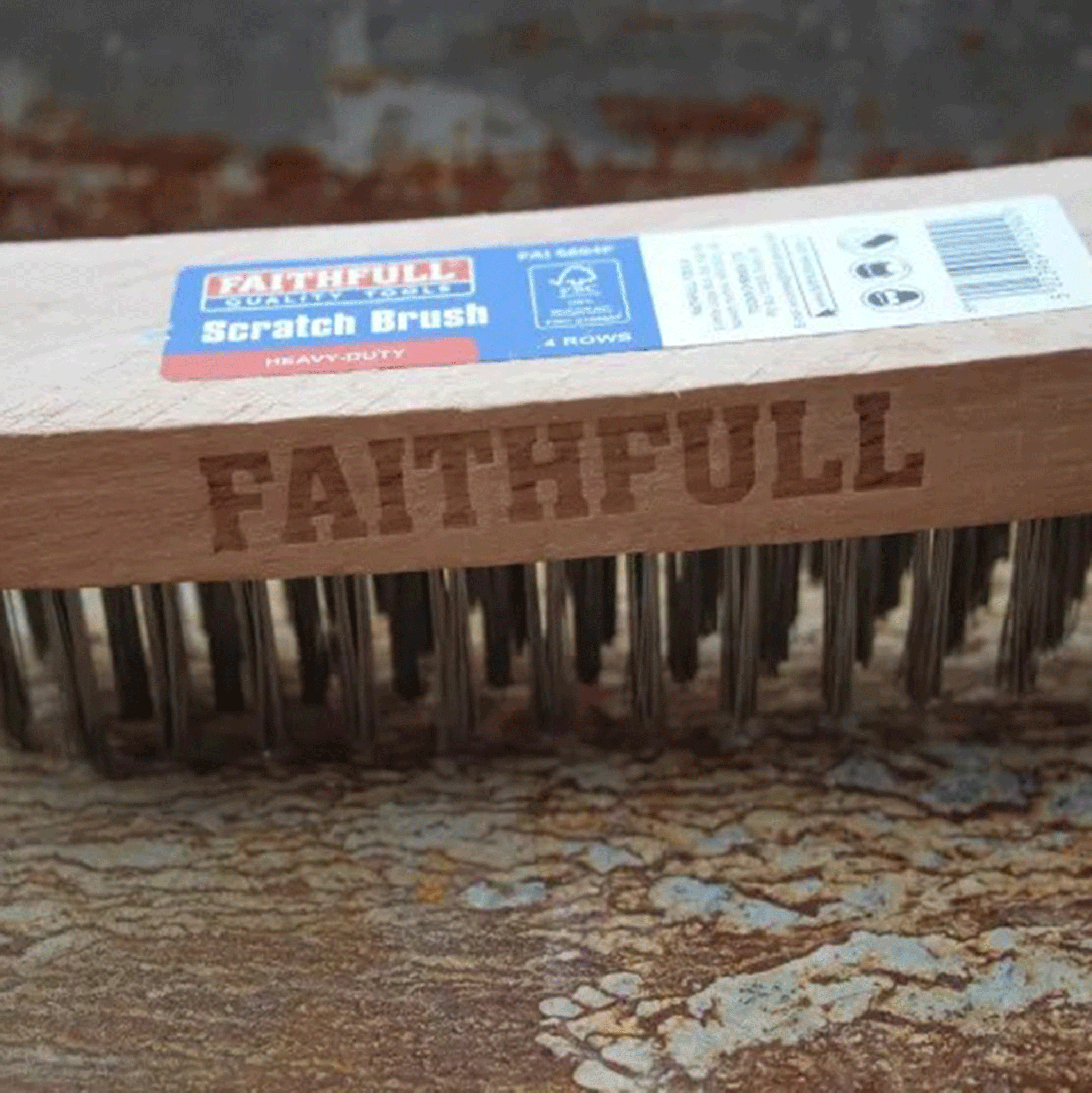 Faithfull Tools Heavy-Duty Scratch Brush - Four Row