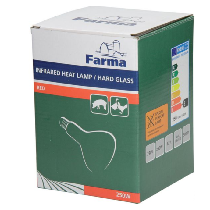 Farma Infrared Heat Bulb 250W Hard Glass Red 2