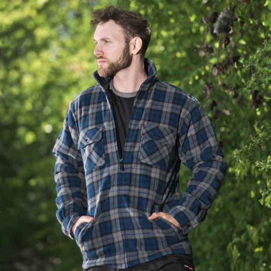Fort Workwear Portman Fleece Checked Shacket Blue 2