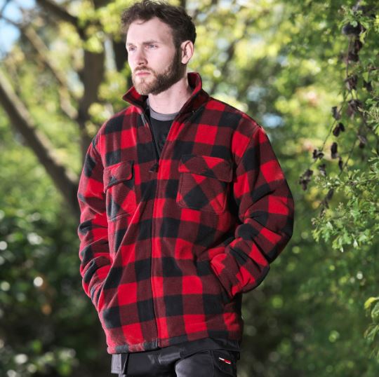 Fort Workwear Portman Fleece Checked Shacket Red 2