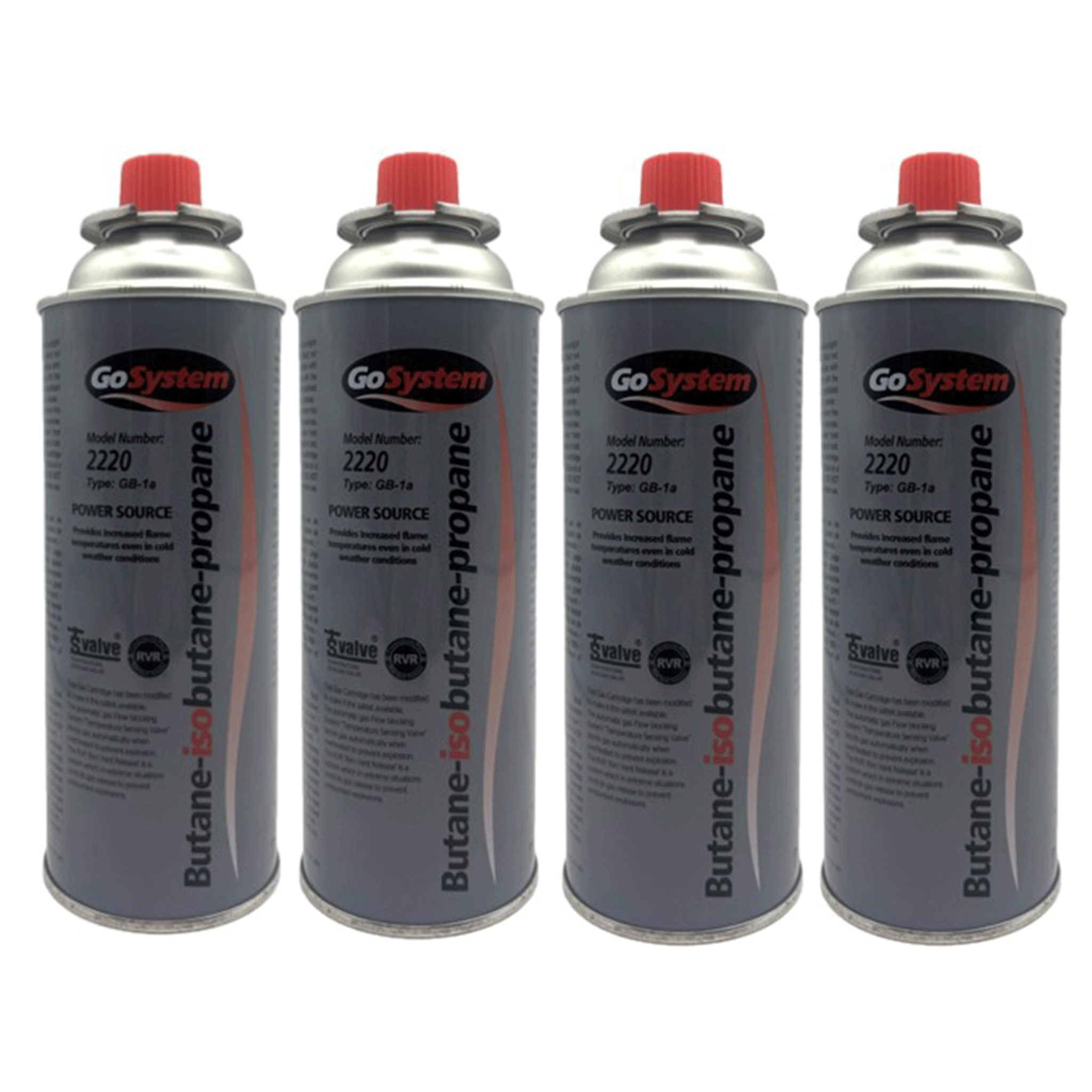 GoSystem 2220 Bayonet Butane Propane Mix Gas Cartridges 220G 4 Pack