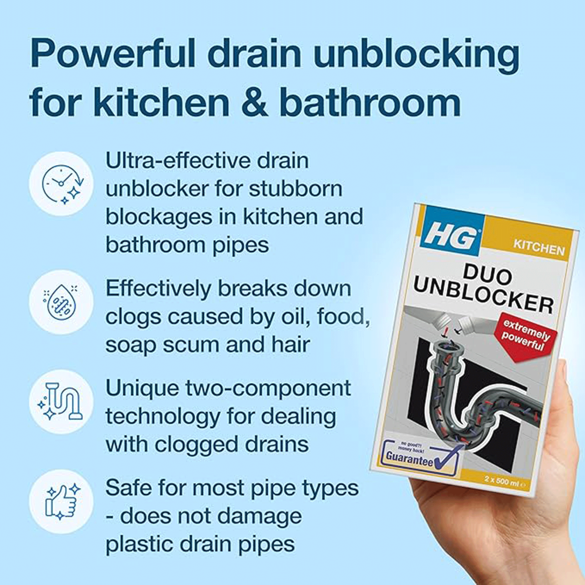 HG Duo Drain Unblocker 2 x 500ml