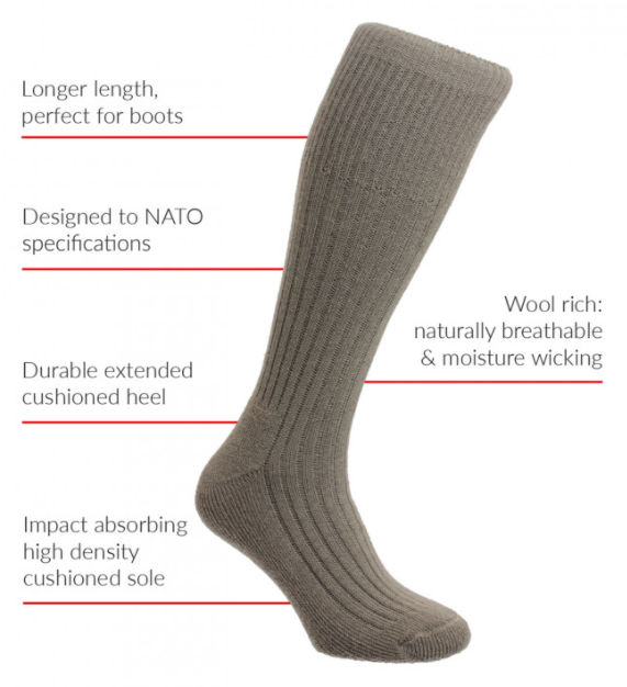 HJ Hall Men's Commando Wool Rich Work Boot Socks Black 2