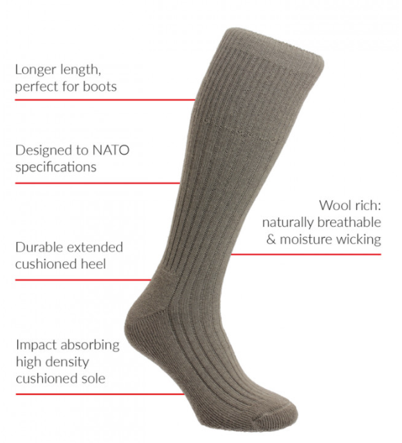 HJ Hall Men's Commando Wool Rich Work Boot Socks Olive 3