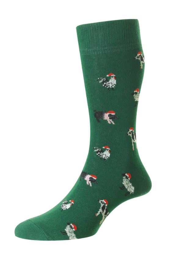HJ Hall Men's Cotton Rich Farm Animals Xmas Socks Forest