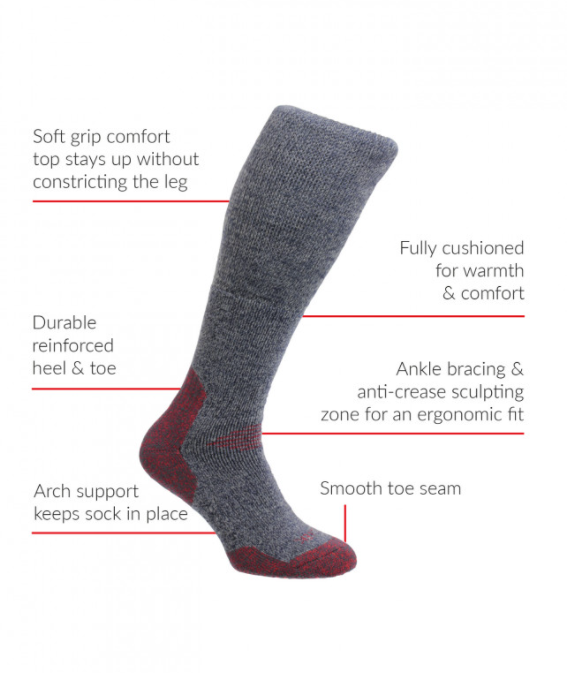 HJ Hall Men's ProTrek Mountain Comfort Top Socks Slate-Grey 3