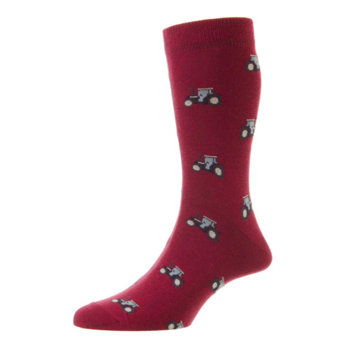HJ Hall Men's 'Tractor' Cotton Rich Socks Claret 1