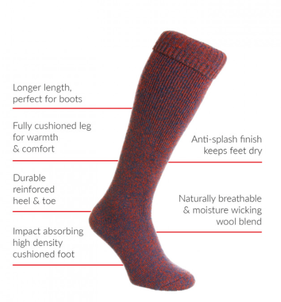 HJ Hall Wellington Boot Sock Red 3