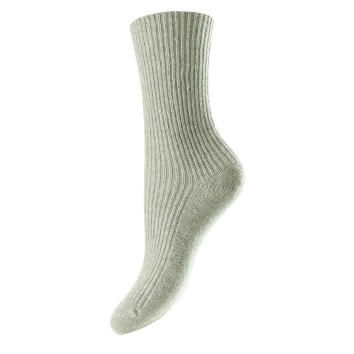 HJ Hall Women's Cashmere Blend Lounge Socks Soft Grey