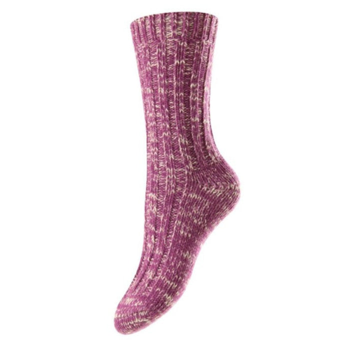 HJ Hall Women's Chunky Knit Wool Blend Socks Grey Marl