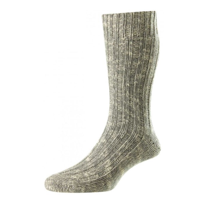 HJ Hall Women's Chunky Knit Wool Blend Socks Grey Marl