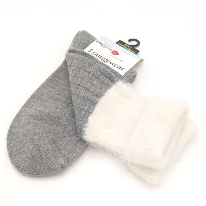 HJ Hall Women's Fluffy Top Cable Knit Socks Grey 1