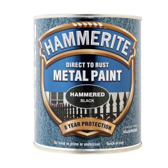 Hammerite Direct to Rust Metal Paint Hammered Black 2.5L