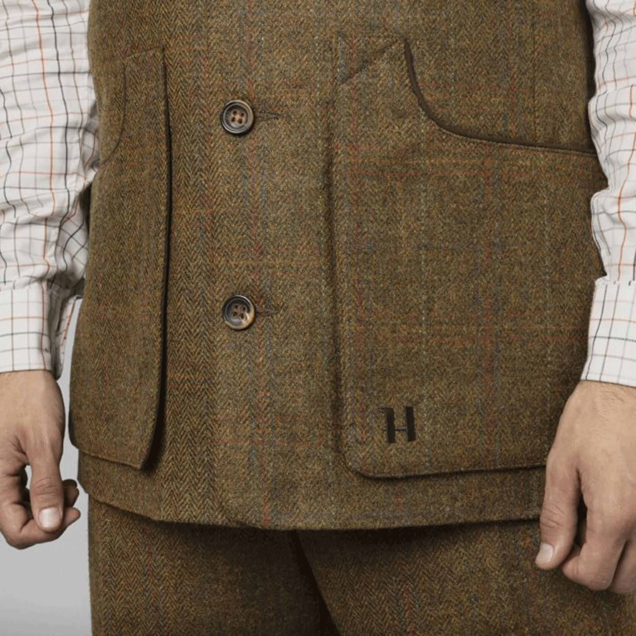 Harkila Kenmore GTX Tweed Shooting Waistcoat Terragon Brown
