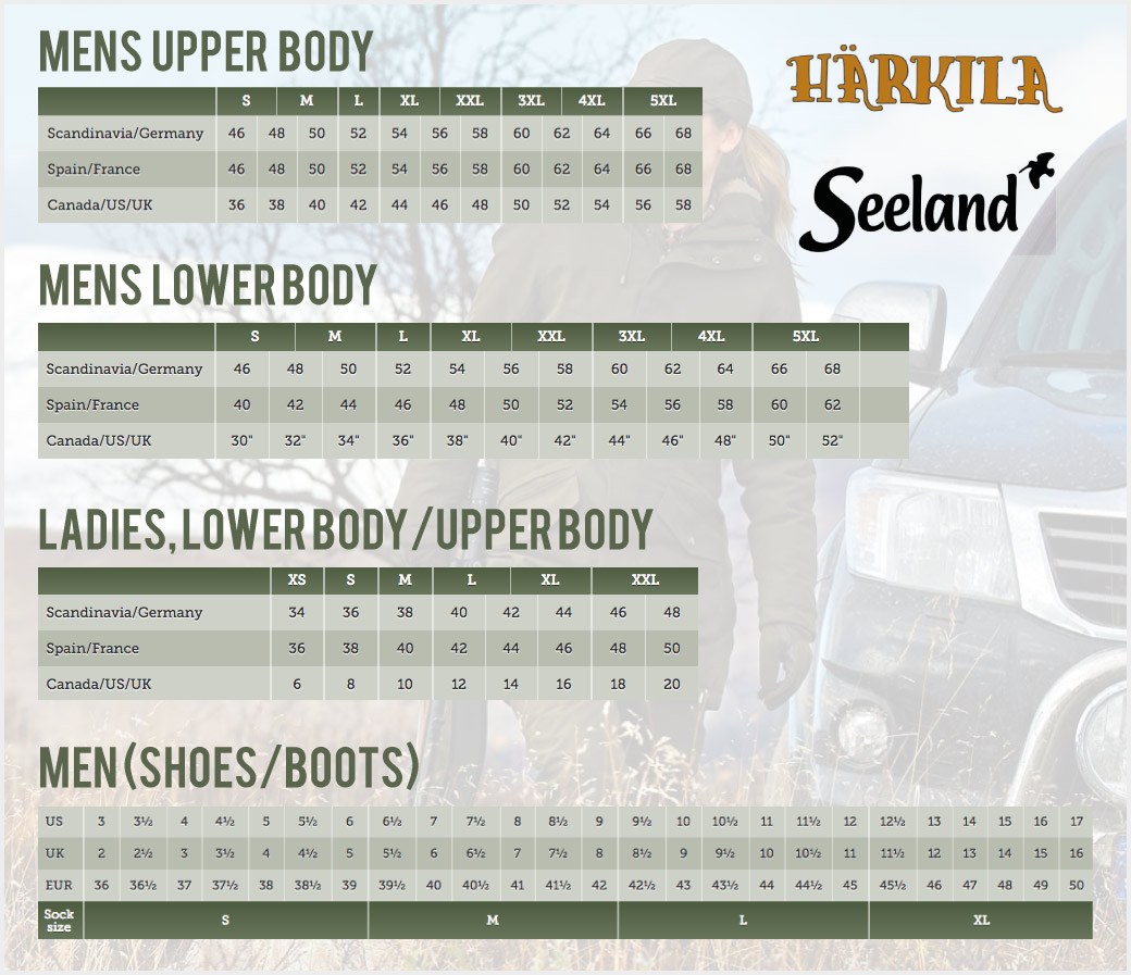 Harkila-Seeland Size Guide