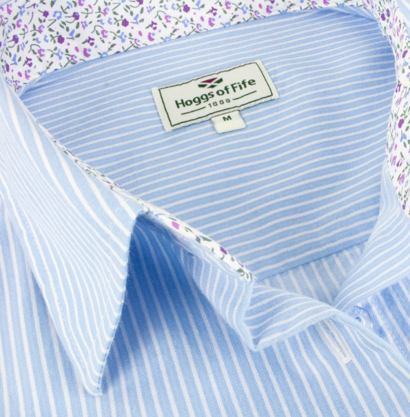Hoggs of Fife Bonnie II Cotton Shirt Light Blue Stripe 2