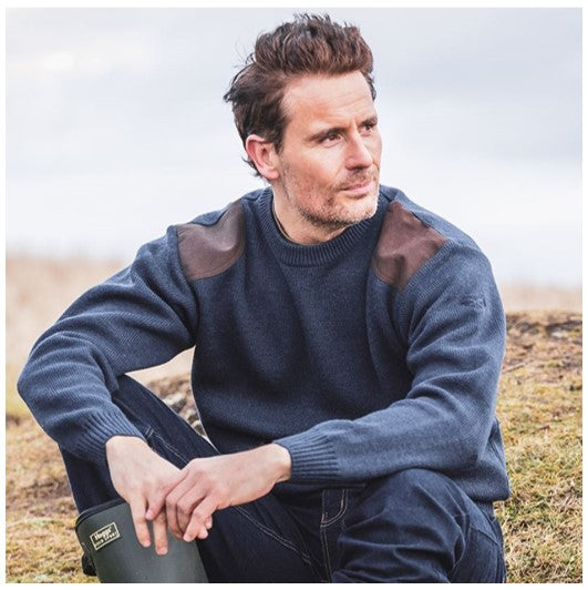 Hoggs of Fife Melrose Hunting Pullover Marled Navy 1