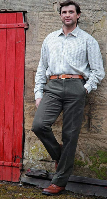 Hoggs of Fife Moleskin Trousers Dark Olive 2