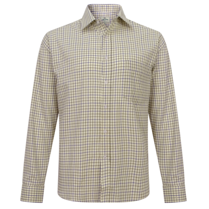 Hoggs of Fife Pure Cotton Navy-Olive Tattersall Check Shirt 1