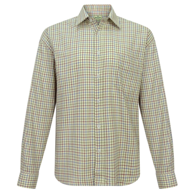 Hoggs of Fife Pure Cotton Wine-Blue-Green Tattersall Check Shirt 1