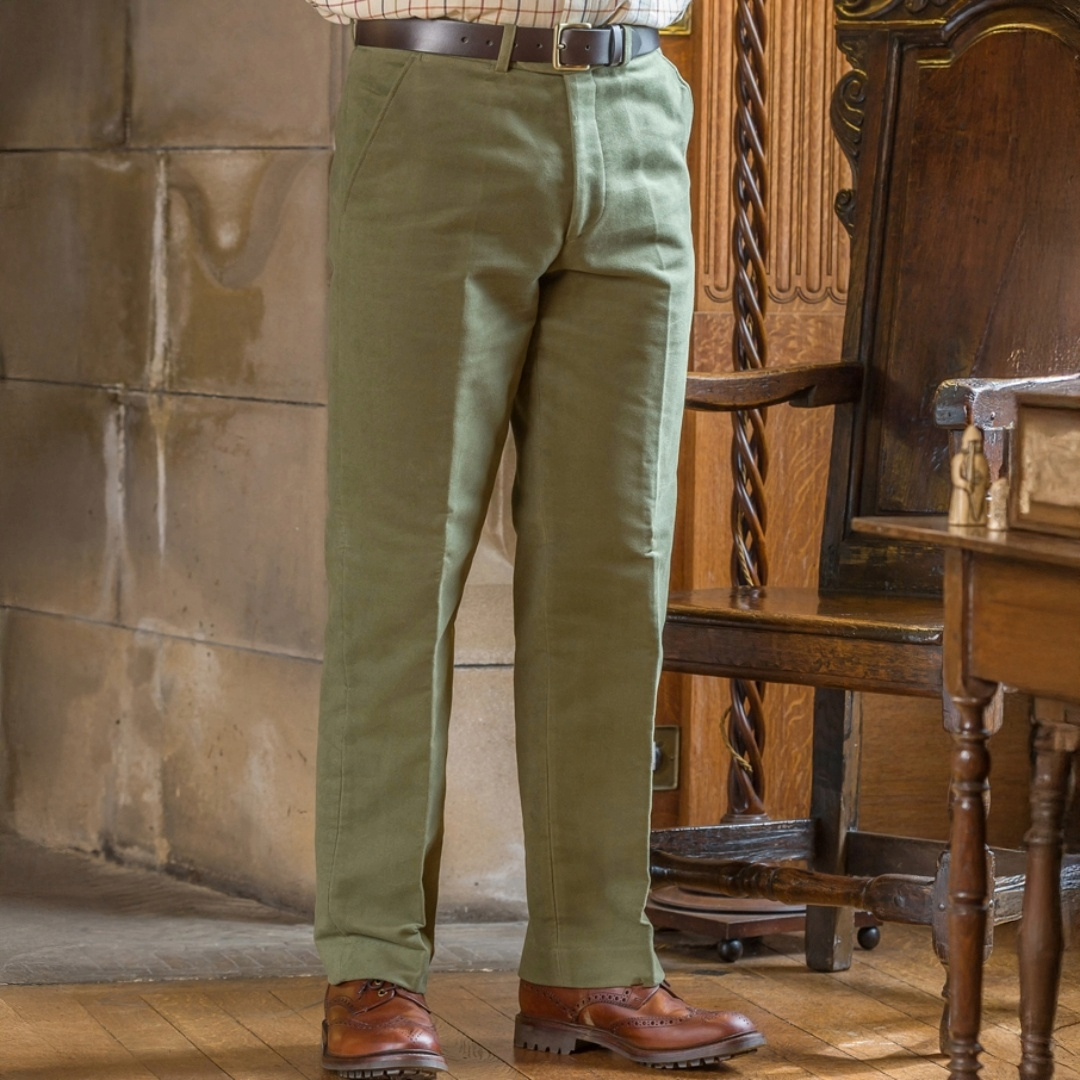 Hoggs of Fife Monarch Moleskin Trousers (Unfinished Leg) Lovat