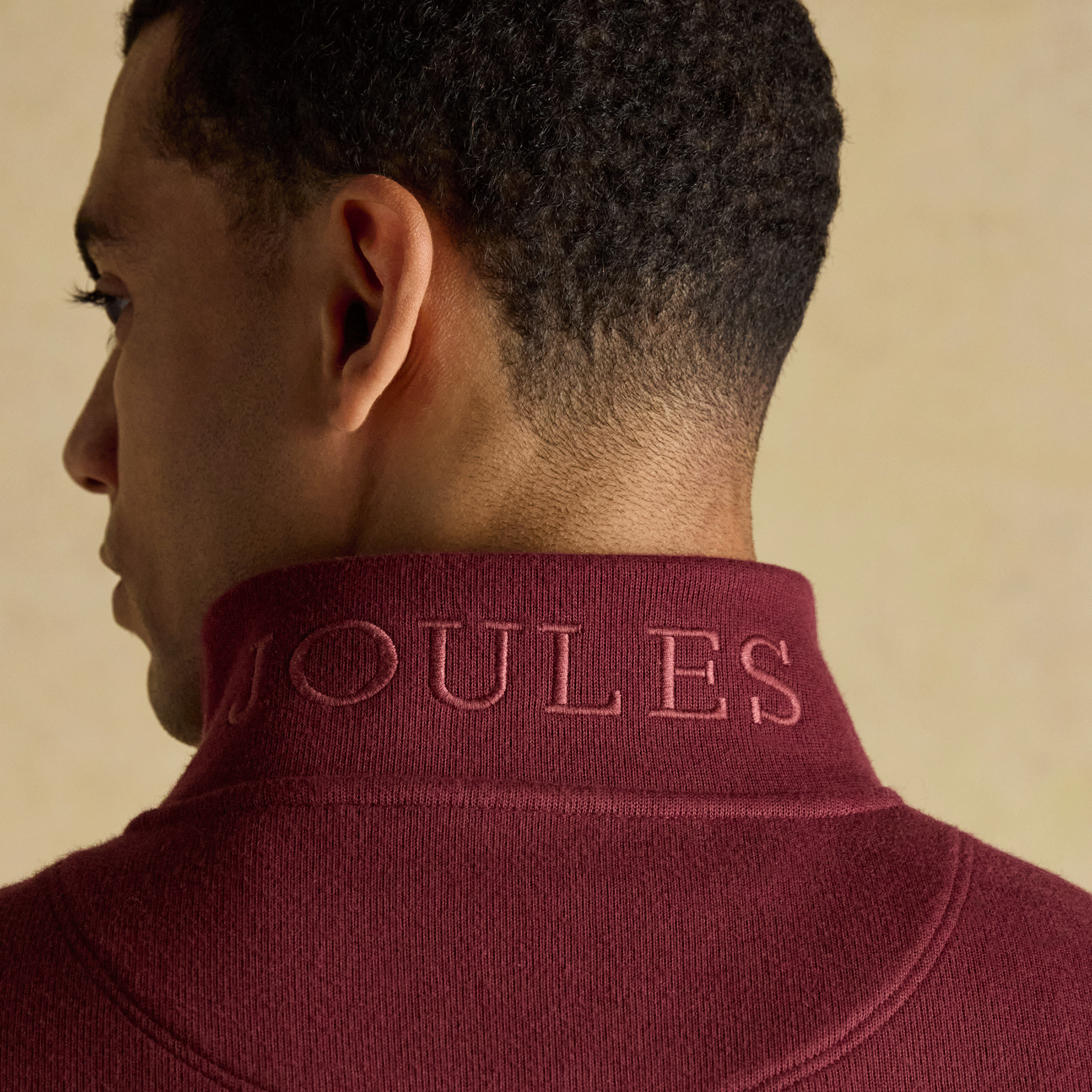 Joules Alistair French Ribbed Knit Quarter Zip Sweatshirt Burgundy Red