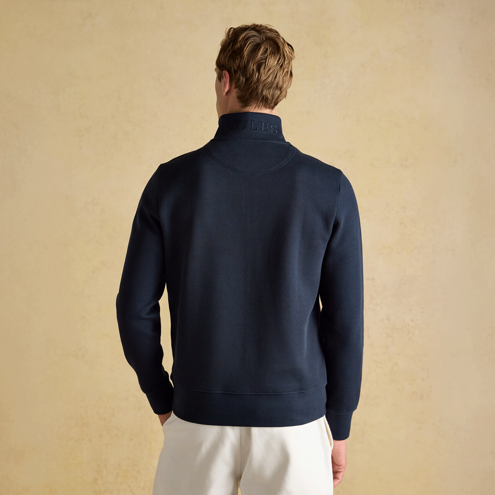 Joules Alistair French Ribbed Knit Quarter Zip Sweatshirt Navy