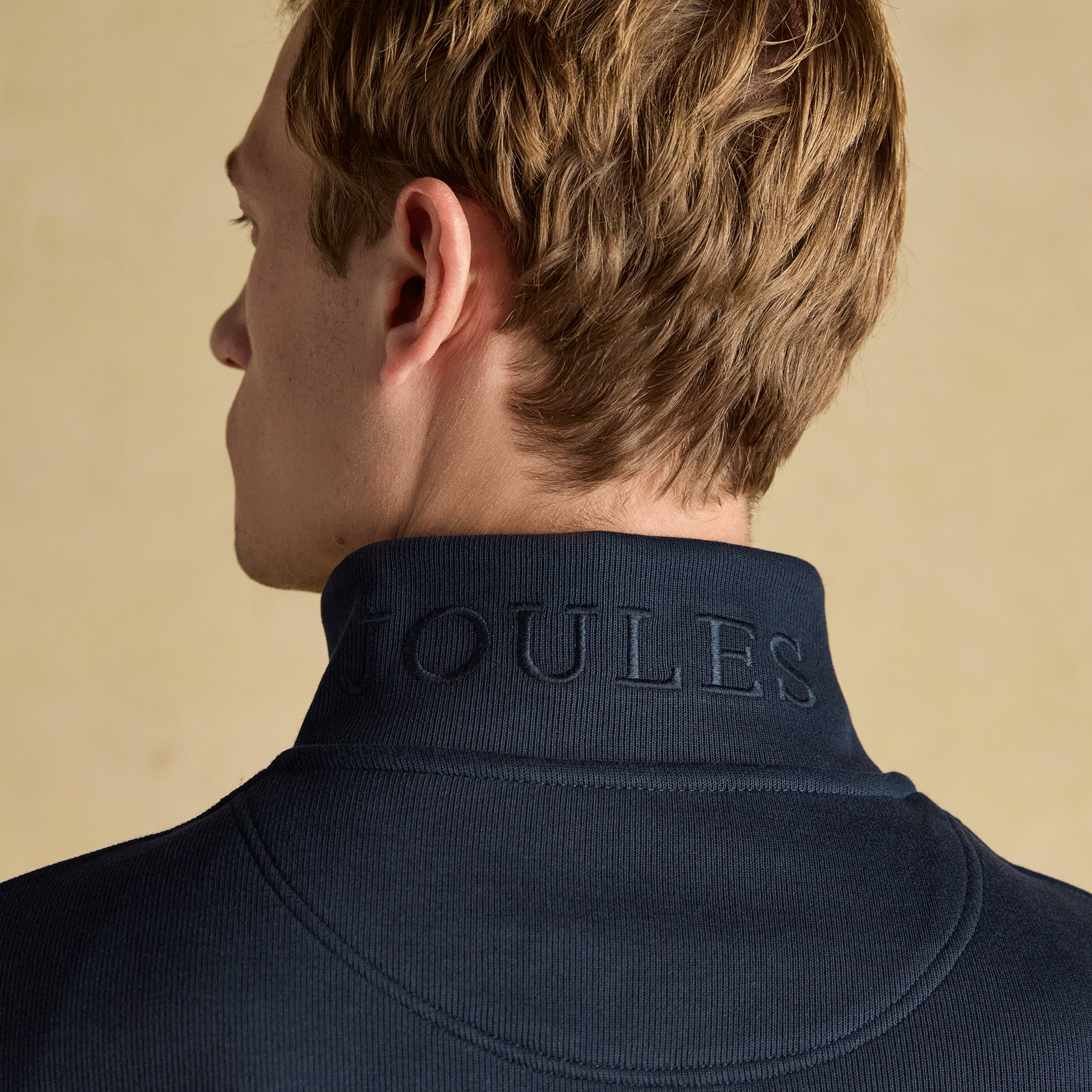 Joules Alistair French Ribbed Knit Quarter Zip Sweatshirt Navy